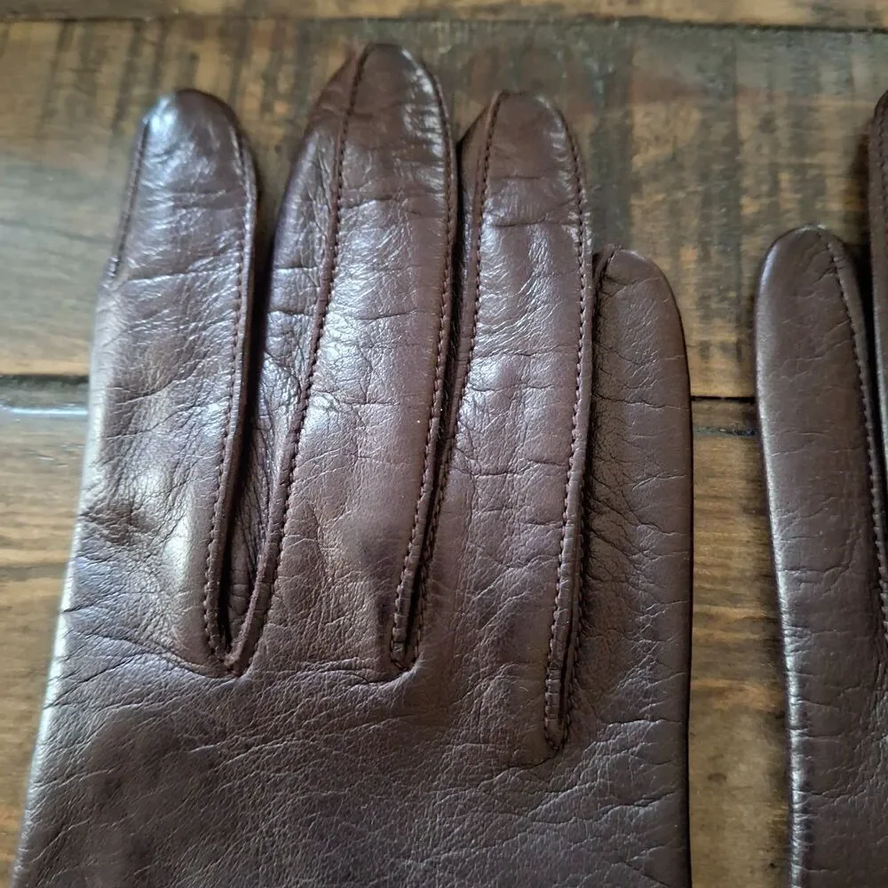 Fownes Womens Genuine Leather Gloves Size 8 Brown Original Tag Classic